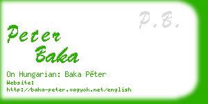 peter baka business card